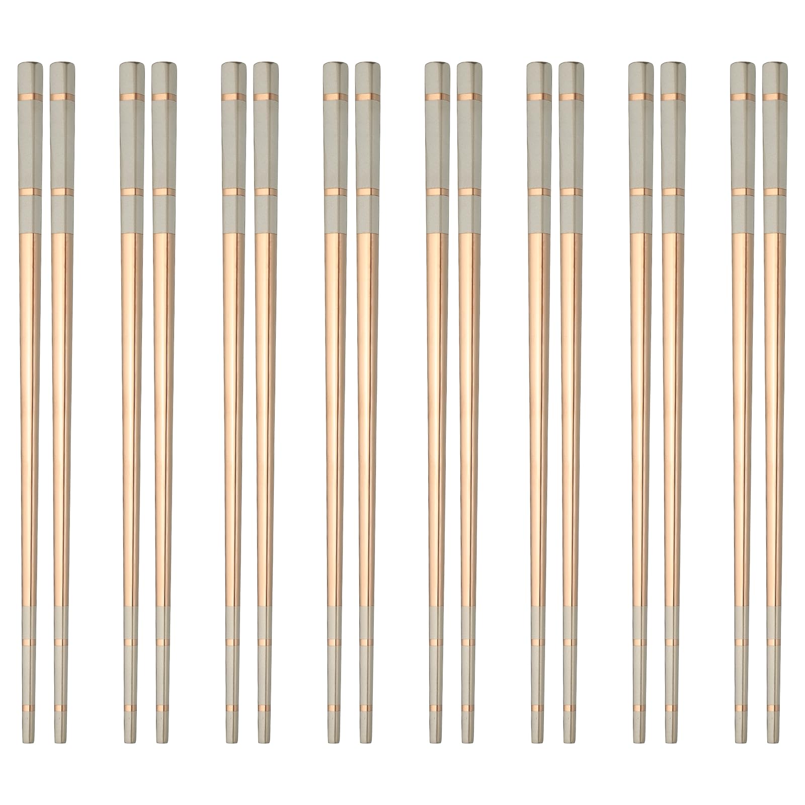 Baguettes de qualité en acier inoxydable carrées couleur or rose de 21 cm