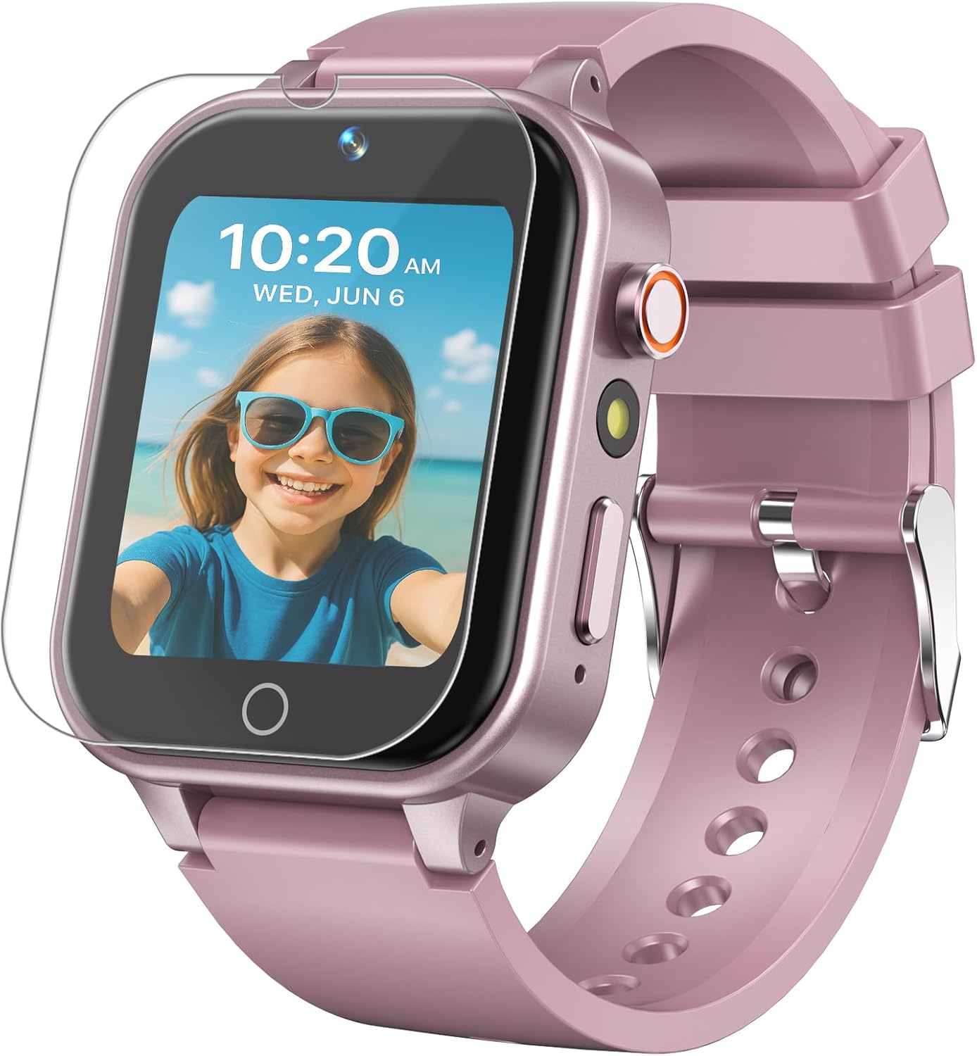 DERUI 1.5 Inches Kids Smart Watch for Boys Girls, 26 Puzzle Games, Smartwatch with Camera, Pedometer, Video Voice Music Player Learning Card, Birthday Gift for 3-12 Years Children (Pink)