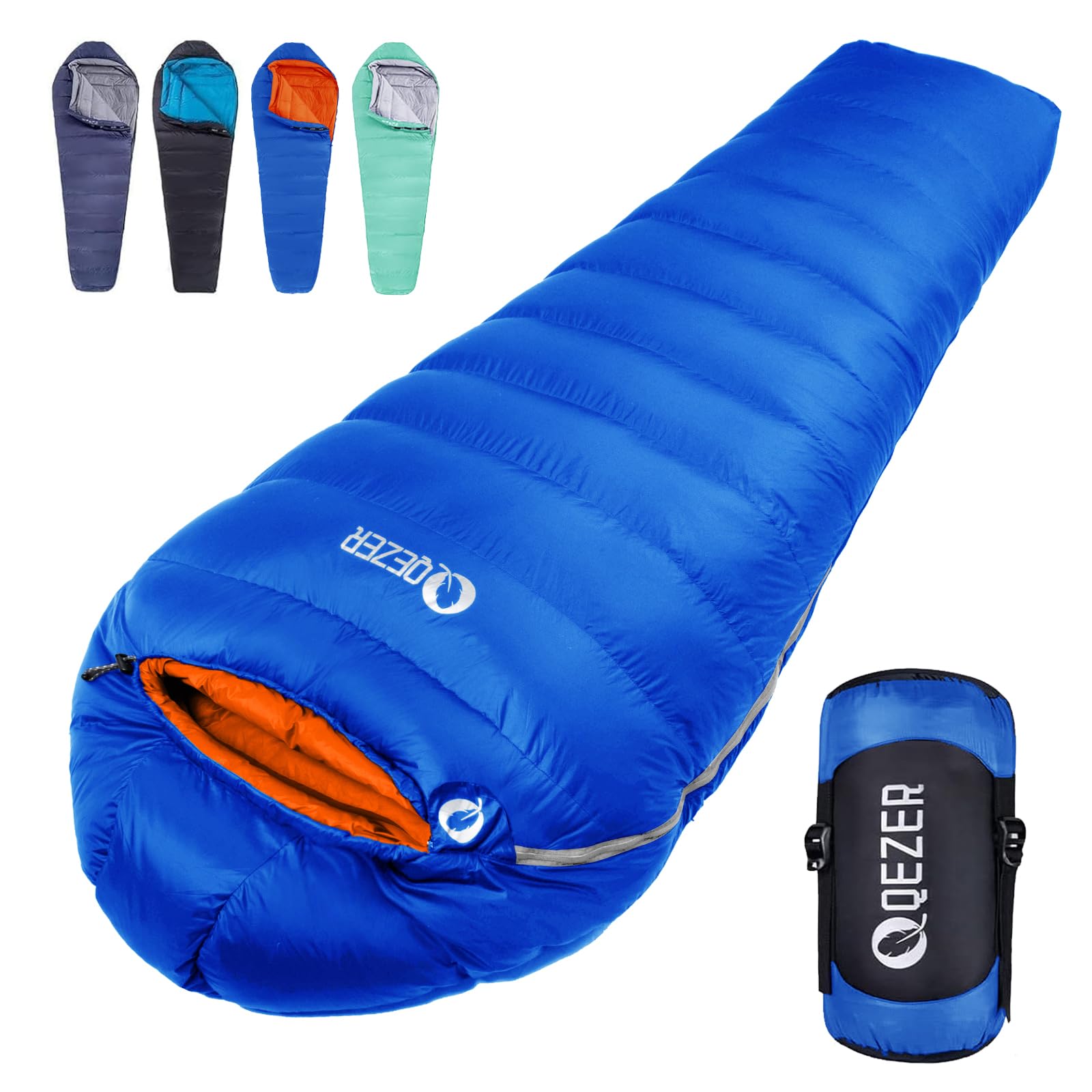 Saco de dormir de plumón, ligero saco de dormir para invierno al aire libre, 0 °C hasta -28 °C, saco de dormir momia, 4 estaciones para camping, senderismo y trekking