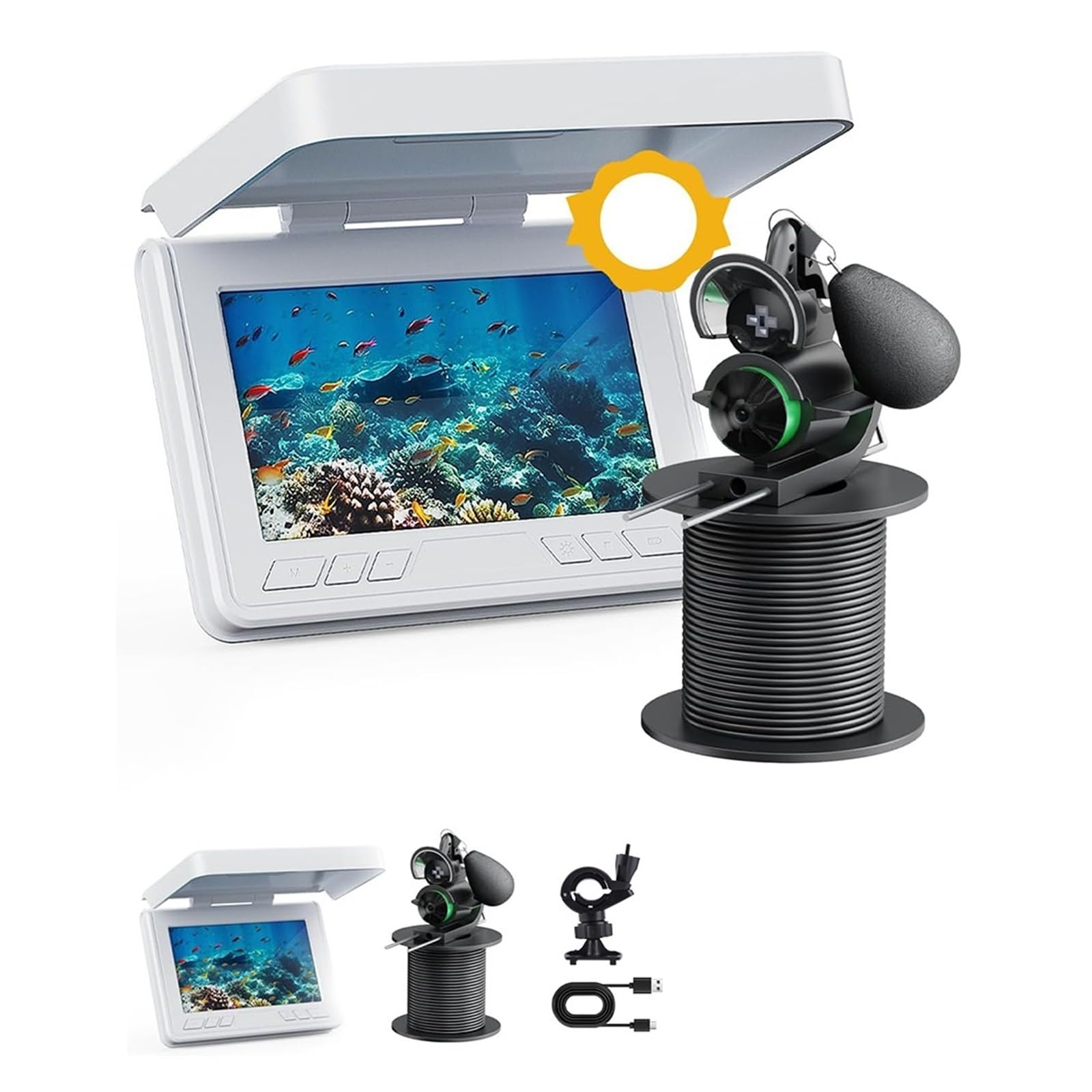 Ecoscandaglio portatile for pesci, videocamera subacquea for pesca a 220°, HD da 4,3 pollici, LCD,Alta definizione