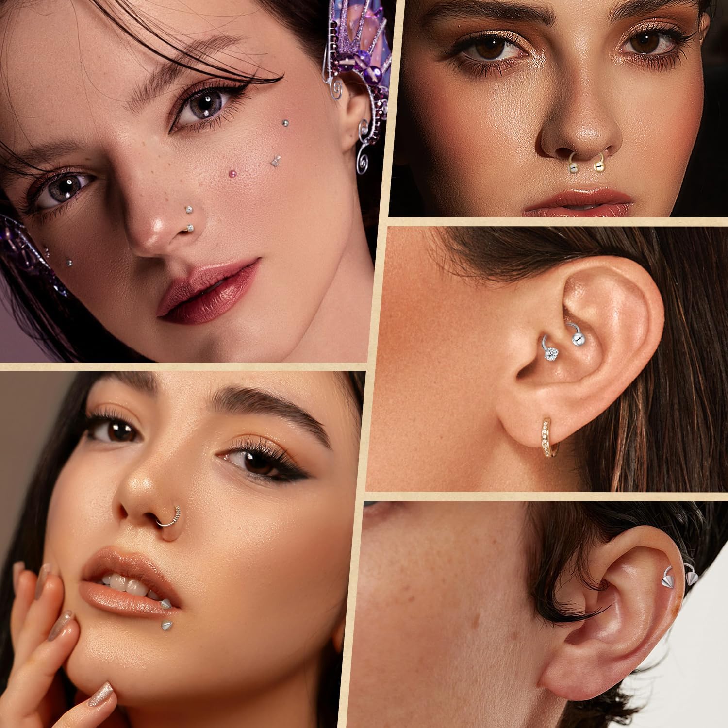 FUNLMO 2Pcs Nose Rings Hoops G23 Titanium Horseshoe Nose Ring 20G Nose Studs Septum Daith Tragus Helix Rook Conch Cartilage Eyebrow Lip Piercing Jewelry Internally Threaded Cubic Zirconia - Image 6