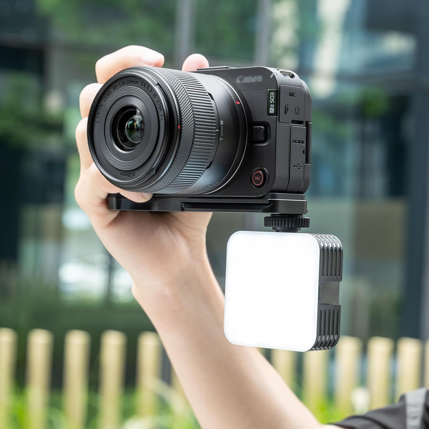 JJC Metal Hand Grip L Bracket for Canon EOS R50 V Camera(Not for R50), R50V Handgrip with Cold Shoe Mount, Silicone Handle, Anti-Slip Pad, Arca Swiss Quick Release Plate & 1/4"-20 Tripod Hole, Black