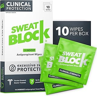 SweatBlock Clinical Strength DRIBOOST Antiperspirant Wipes - Treat Hyperhidrosis & Excessive Sweating for Men, Women, and ...
