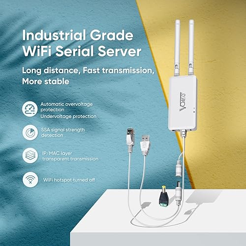 Miniatura 2 de VONETS VAP11S-232 Adaptador WiFi a Ethernet de 300 Mbps 2.4G Puente WiFiRepetidorMini RouterServidor Serie RJ45 a RS232 con 2 Puertos RJ45Antenas