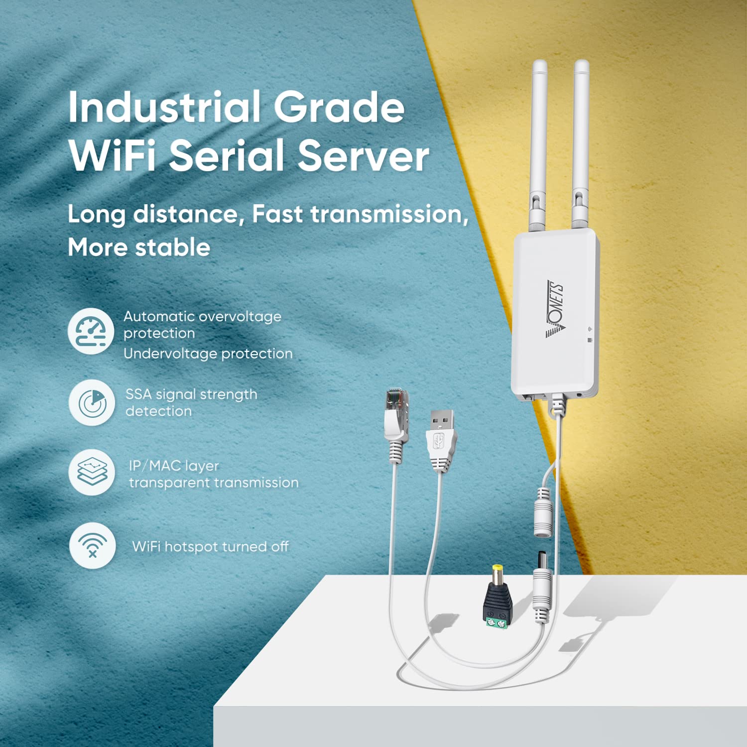 Industrial-Grade 2.4G WiFi Bridge/Router with Advanced Serial Pass-Through, Convert Printers Devices to Wireless, Ethernet to WiFi Adapter for Industrial Networks IoT Applications - Good for Factories