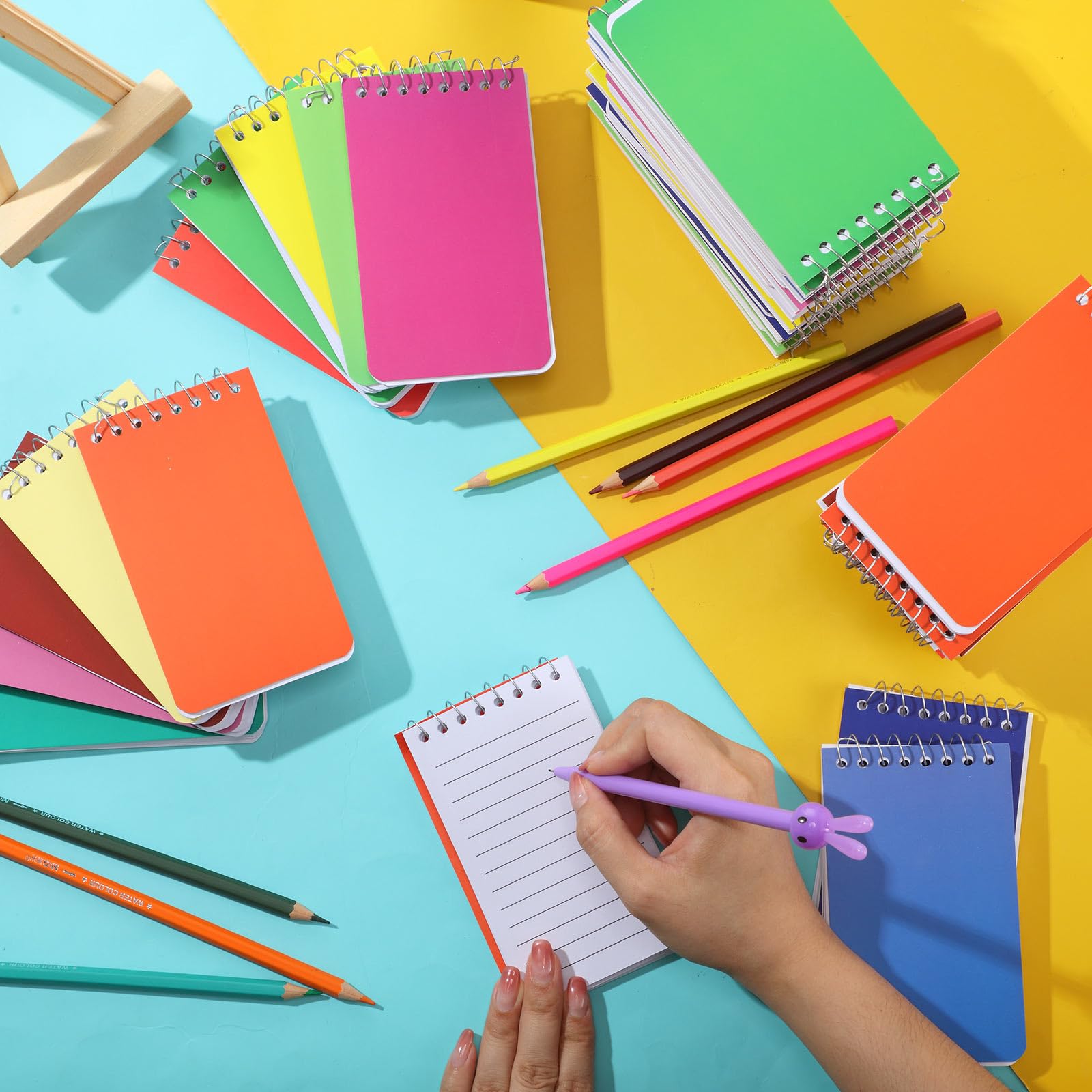 Tatuo 48 quaderni piccoli con rilegatura superiore, 7,6 x 12,7 cm, a spirale, a righe, 50 fogli per piccoli quaderni per casa, ufficio, università, scuola, 12 colori