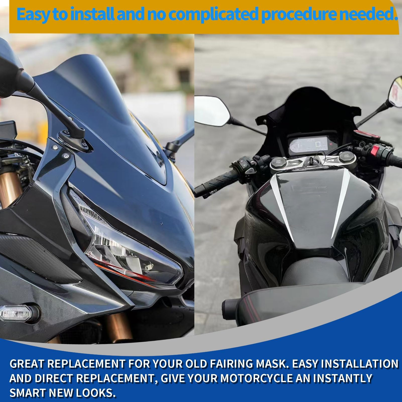 Parabrezza per moto CBR650R, deflettore antivento, visiera, copertura visiera compatibile con CBR650R, CBR 650R, CBR 650 R, accessori 2019-2026(Fumo nero)