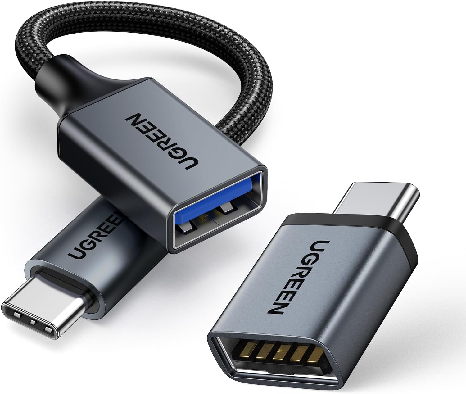 UGREEN USB to USB C Adapter (2Packs) USB 3.2 Type C to USB Gen2 OTG Adapter USB C Thunderbolt 4 Converter Compatible with iPad Pro/MacBook Pro/Surface/Tablets/Type-C Phones and headphones