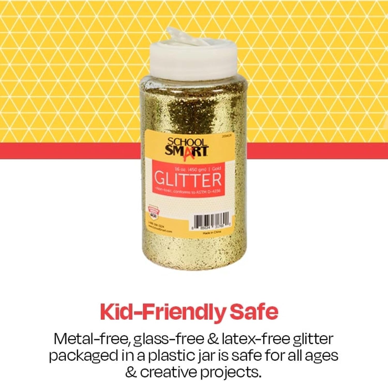 School Smart Craft Glitter, 1 Pound Jar, Gold