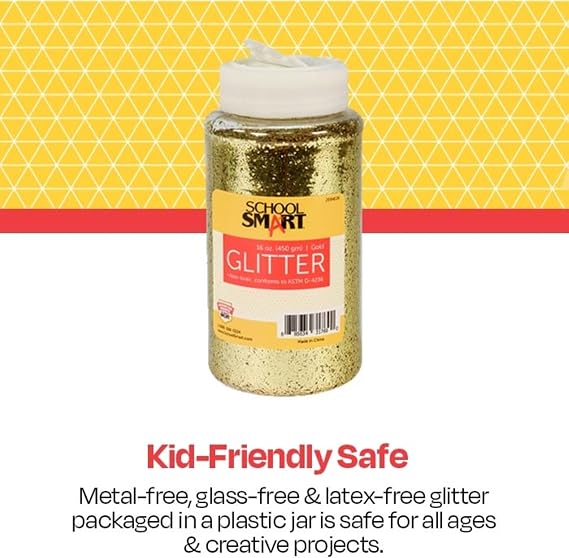 School Smart Craft Glitter, 1 Pound Jar, Gold