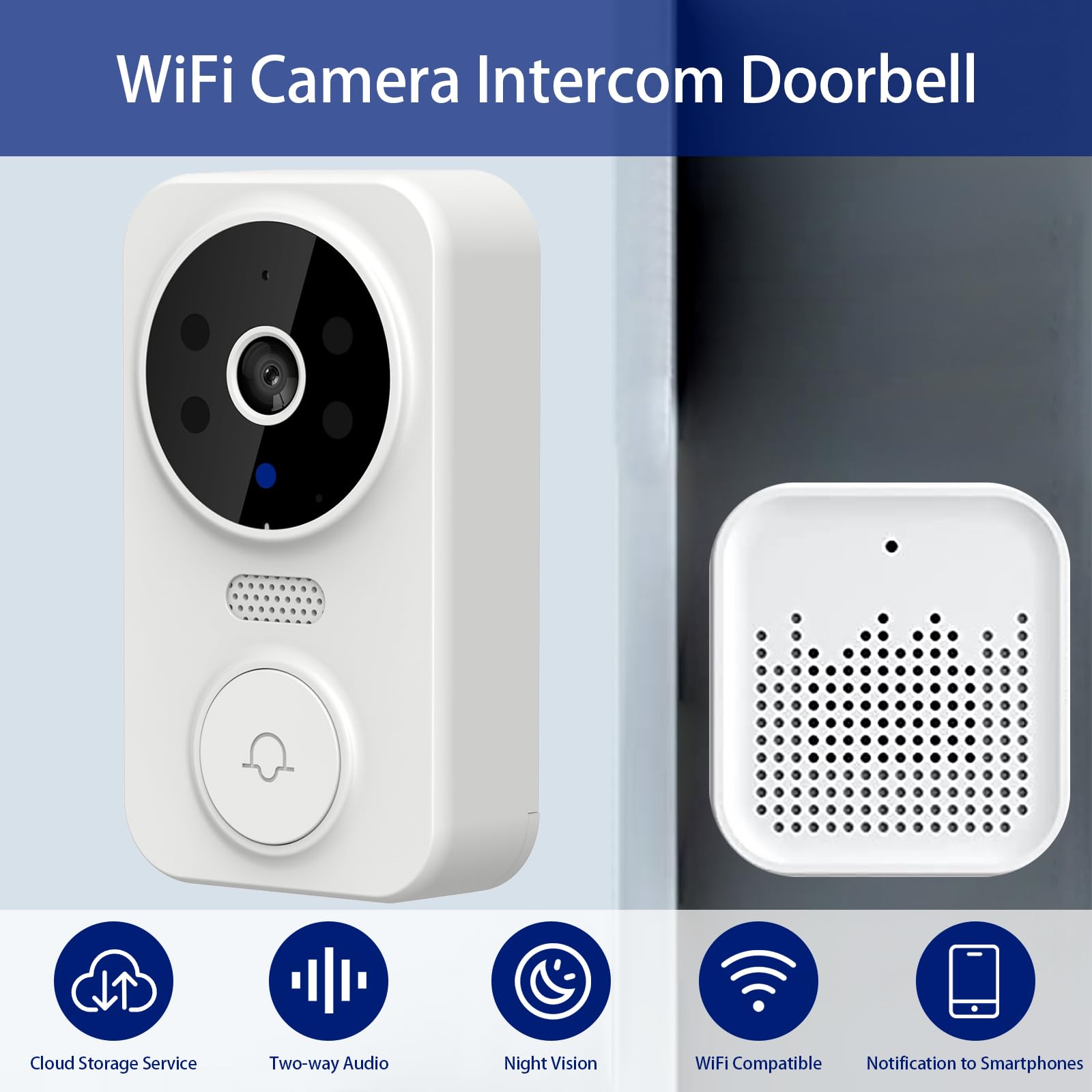 Deurbel, APP 2MP Smart WiFi Video Deurbel Camera Visuele Intercom Met Chime IP Deurbel Draadloze Home Security Camera