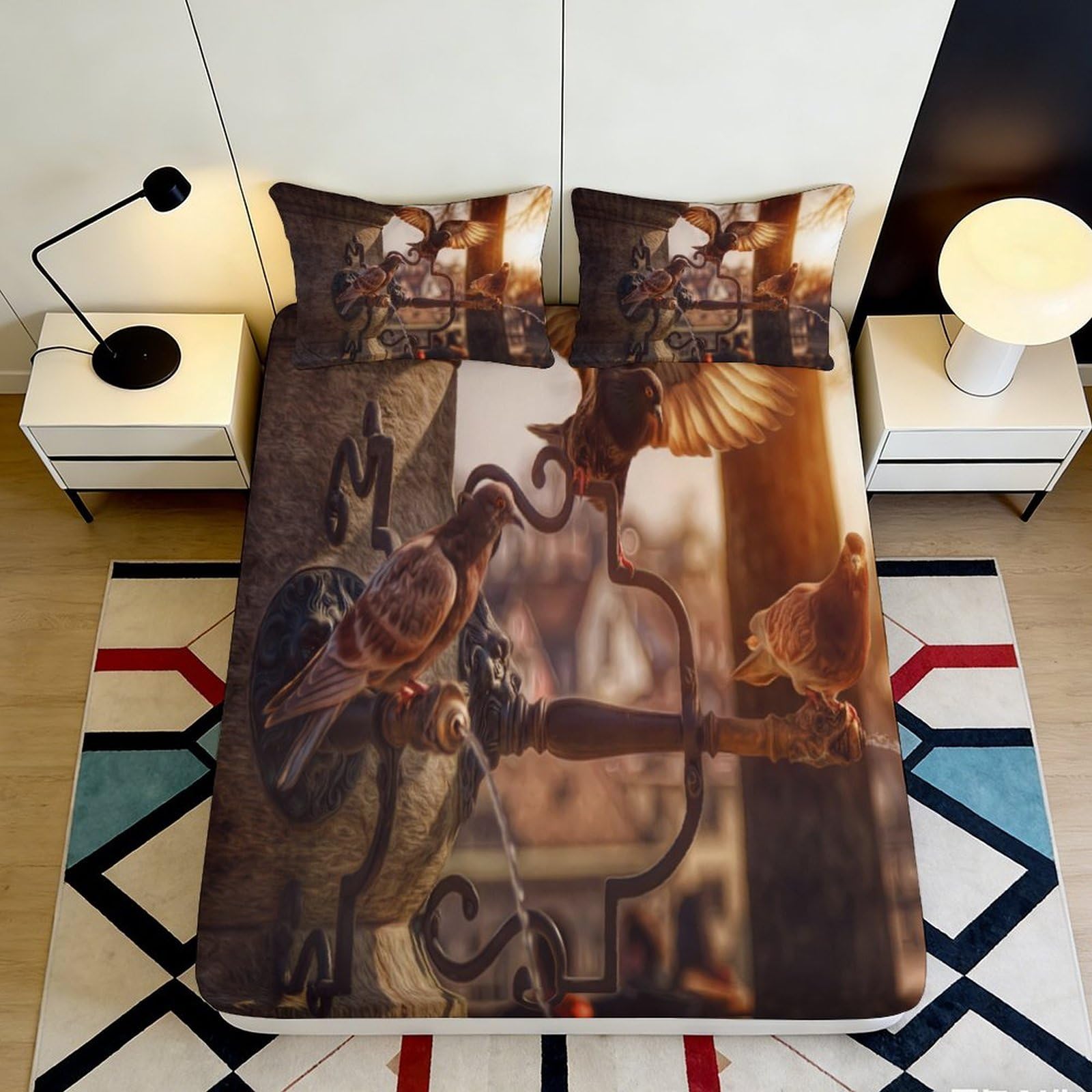 3D Printed Graffiti Art Fitted Sheet Microfiber Deep Pocket Non-Slip Bedroom Bedding Graffiti Mattress Fitted Cover for Adults Teens 200x200x25cm 90x200x25cm