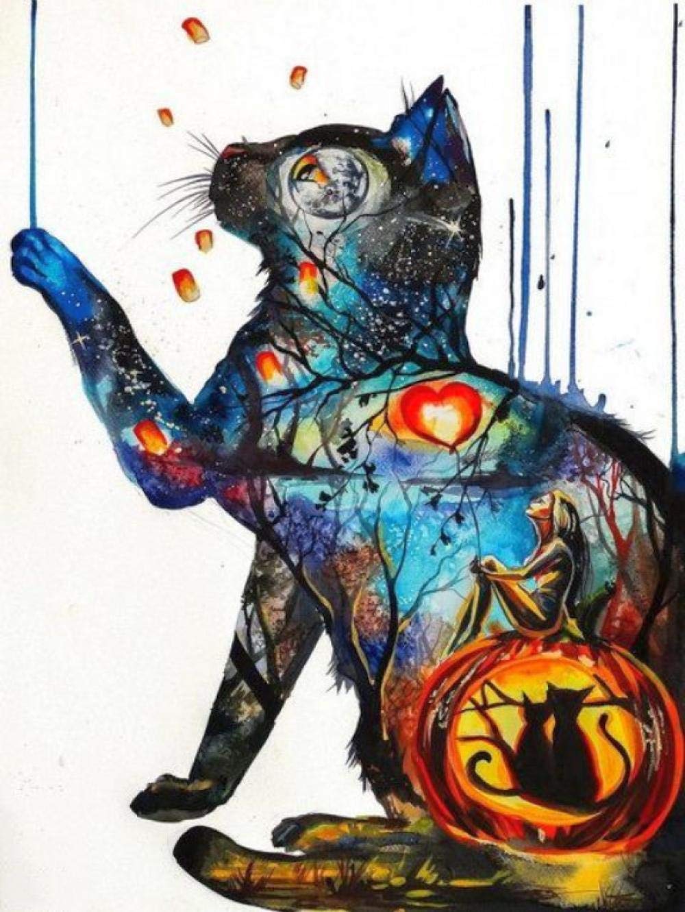 Peinture par numéros chat idée cadeau créative kit complet avec cadre bois