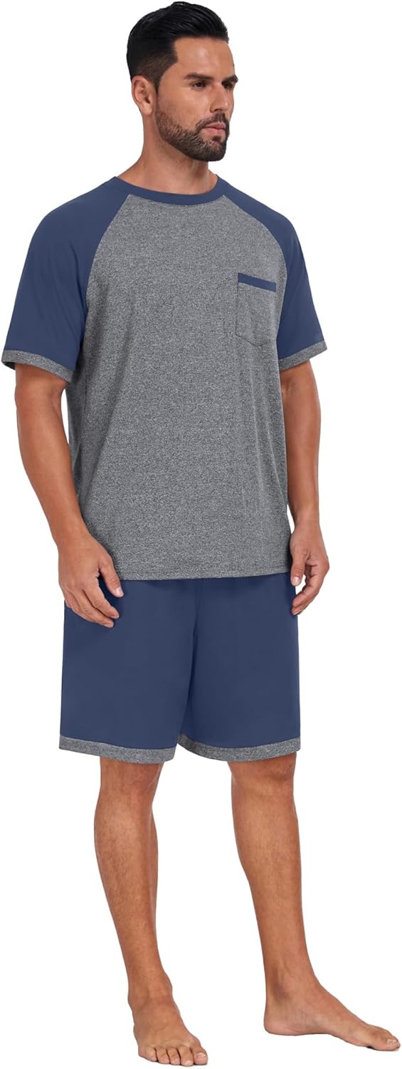 Mens Pajamas Set Sleepwear Soft Comfy Short Sleeve Loungewear - Image 7