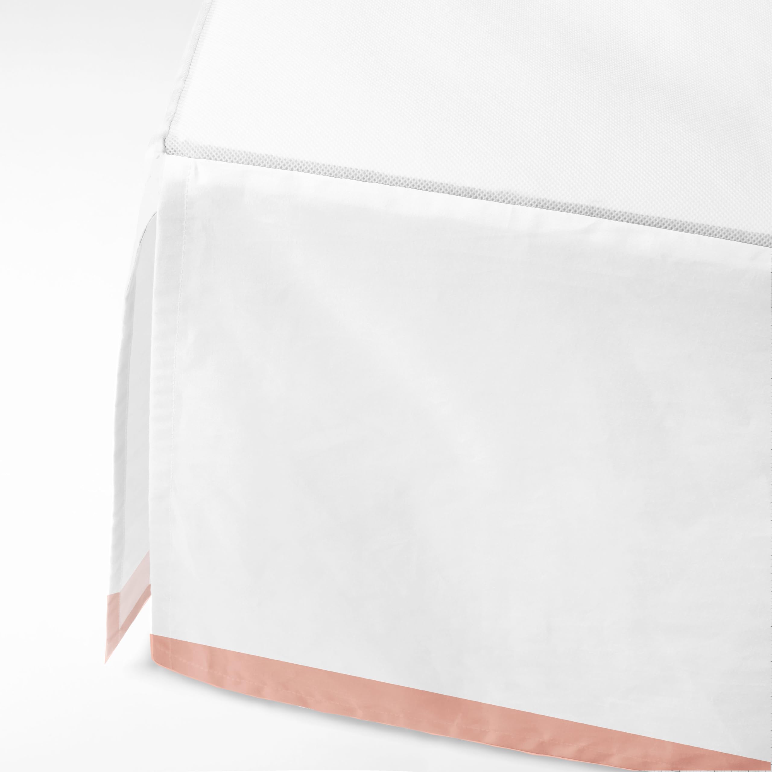 Bacati - Mix N Match White with Band at Bottom Crib Skirt (White/Coral)