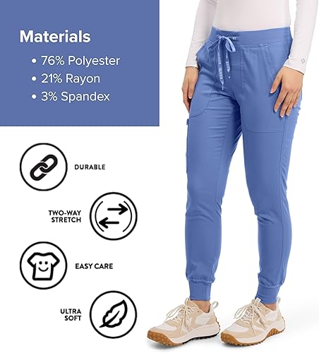 Miniatura 5 de Med Couture Pantalones de Uniforme Médico (Scrubs) para Mujeres Pantalones Cargo Jogger con 5 Bolsillos, Ligeros, Ultra Suaves, Tela Elástica