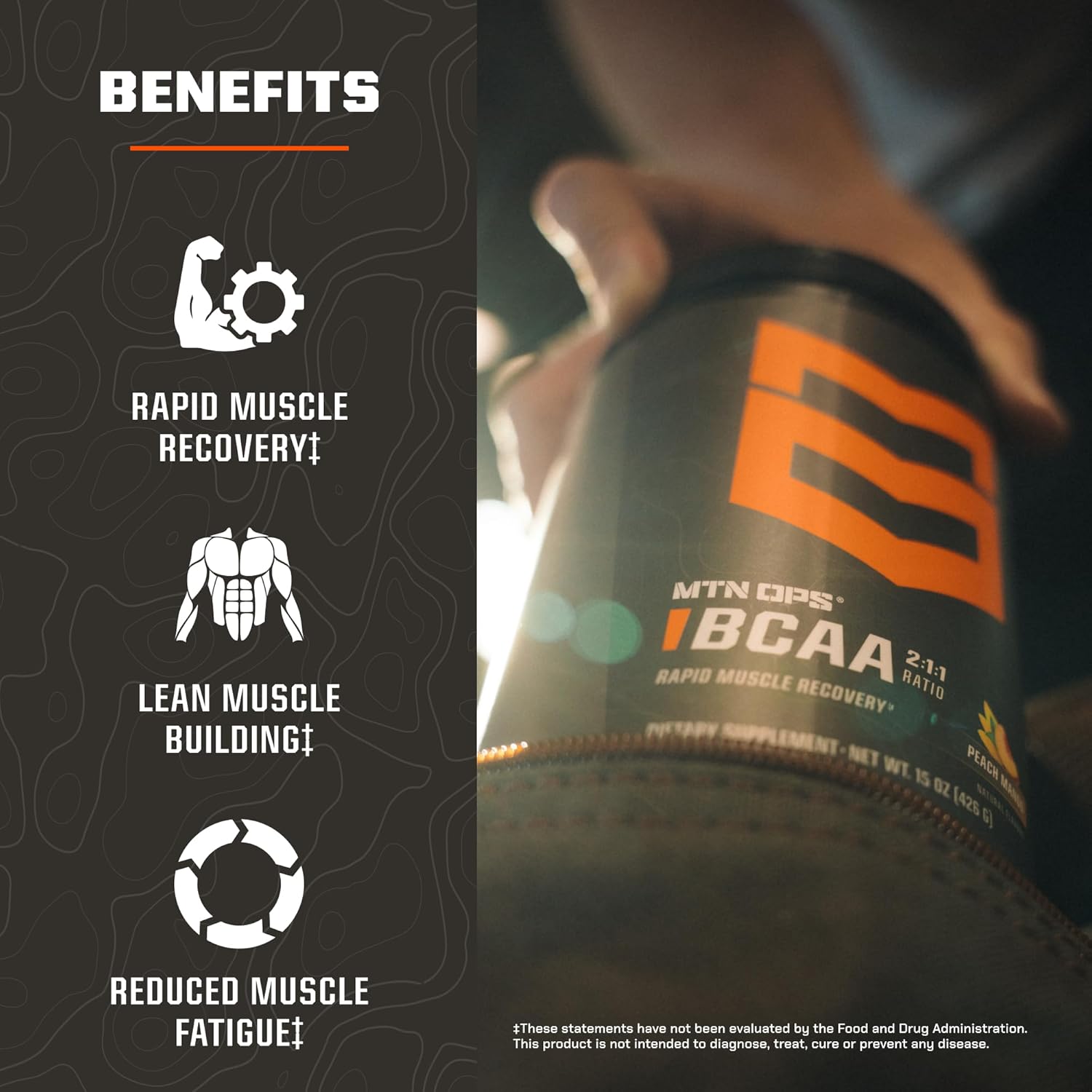 MTN OPS BCAA Powder 2:1:1 Amino Acids Supplement Powder for Rapid Muscle Recovery & Repair with Zero Sugar & Gluten Free - 30 Servings, Grape