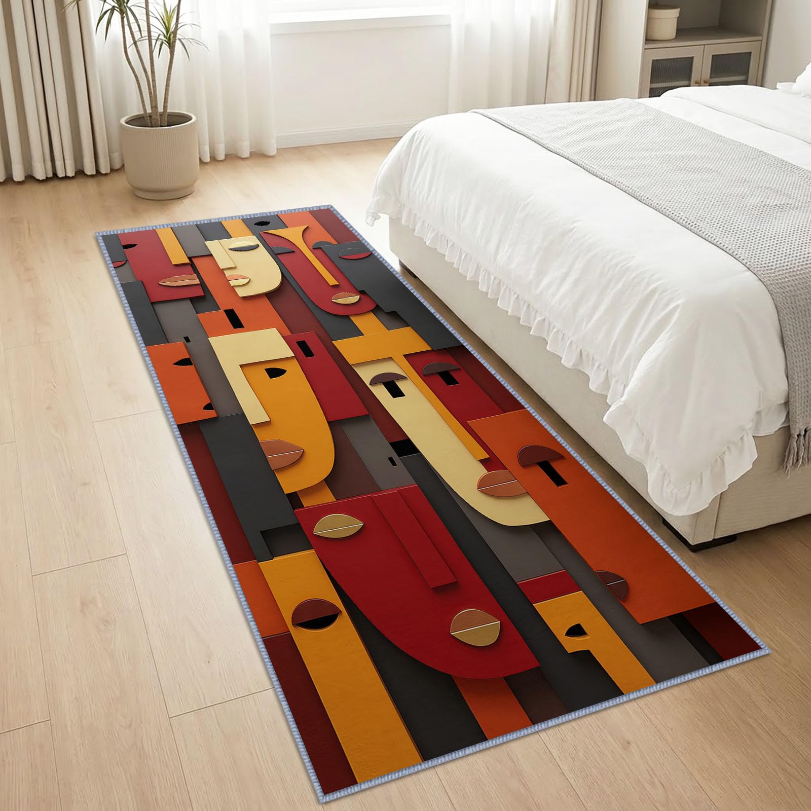 Pop-Art Tribal Totem Maske Farbblöcke Teppichläufer 60 x 180 cm