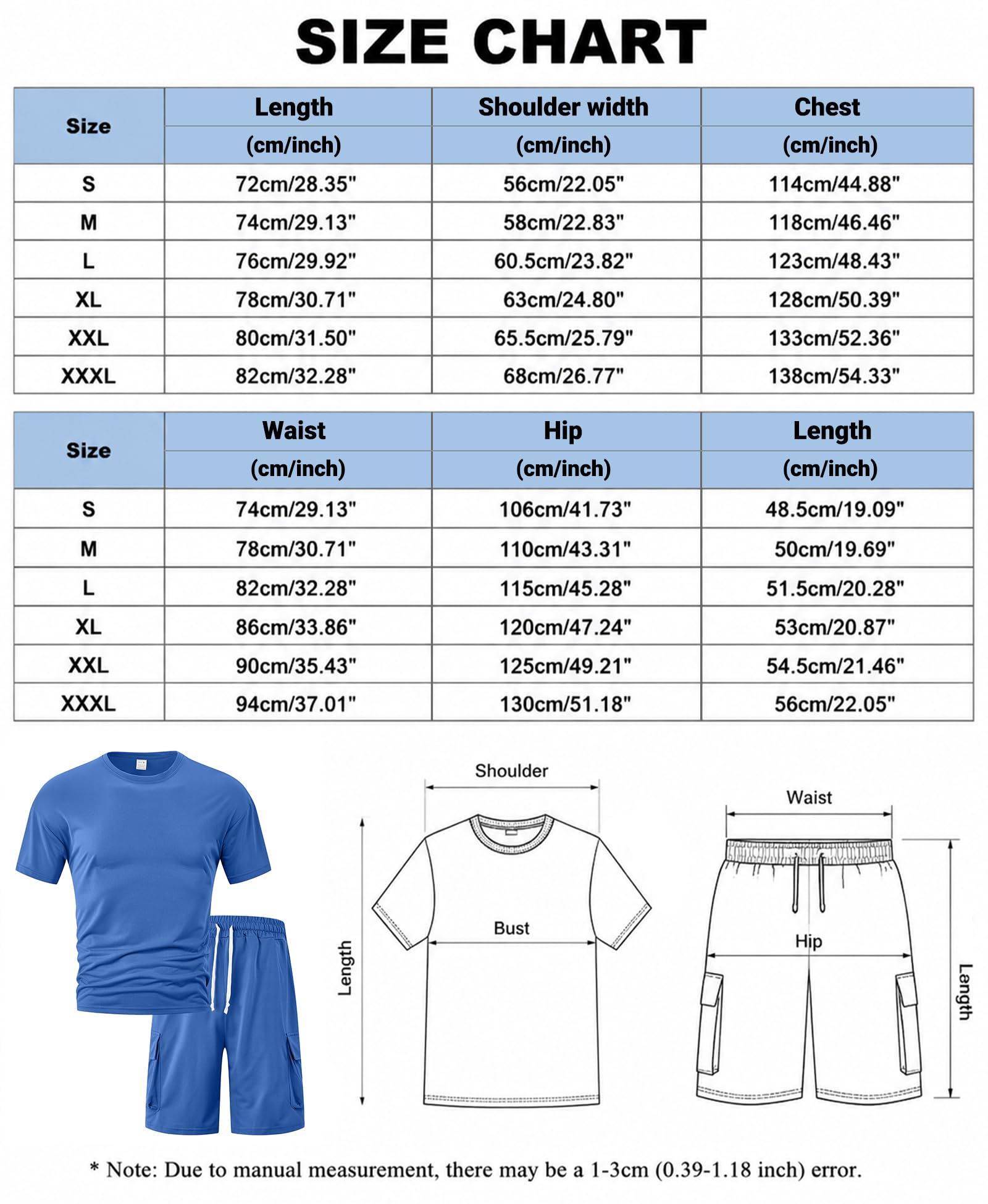 Husmeu Trainingsanzug Herren 2-teilig Sommer Streatwear Freizeitanzug – Einfarbig Kurzarm Rundhals T-Shirt + Shorts mit Kordelzug Jogginganzug Herren Set Casual Kurzarm Und Cargoshorts Zweiteiler