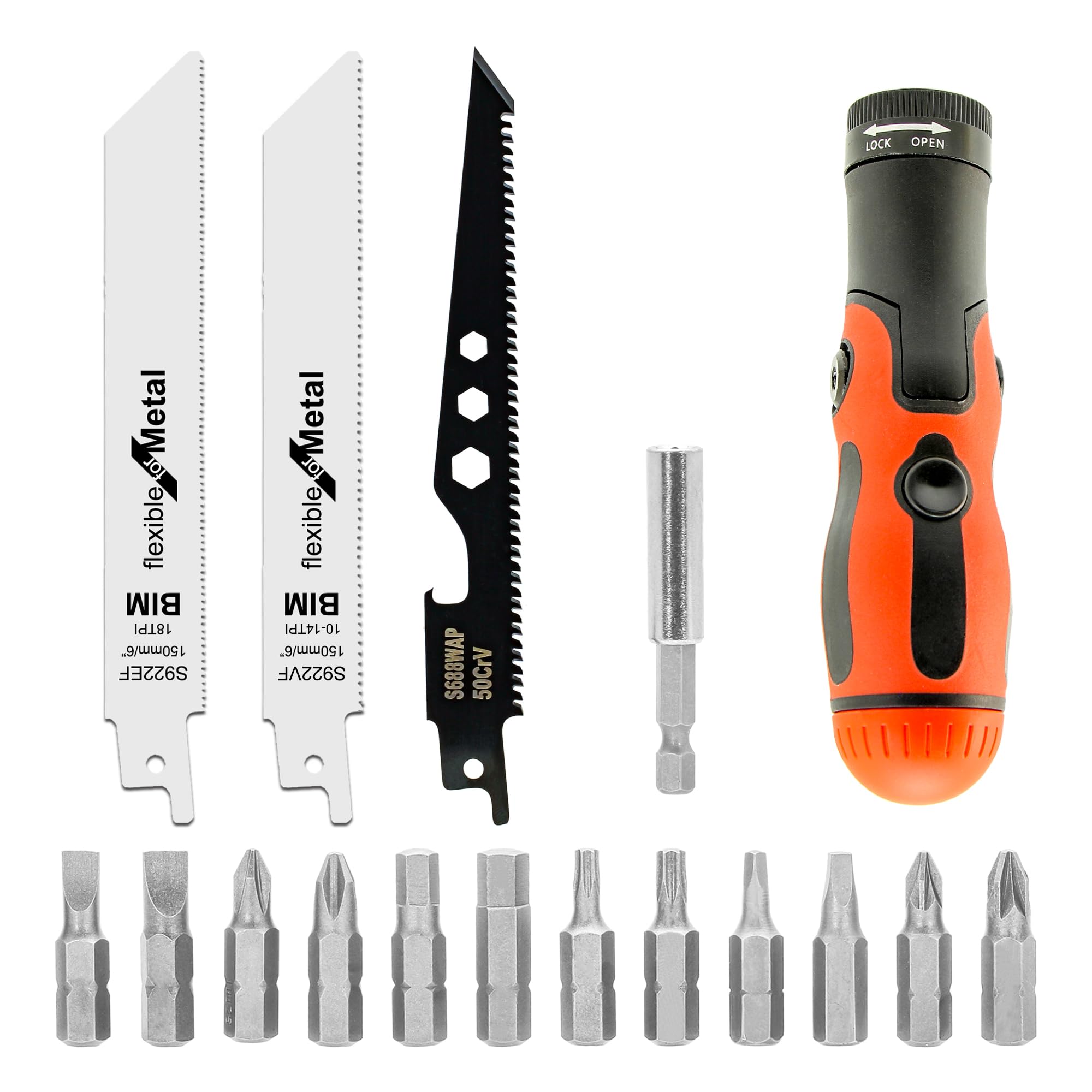 Multi Blades Hand Saw, Small Hand Saw Tool Set for Cutting Wood, Drywall, Plywood, Plastic, Soft Metal for DIY Crafts in Portable Storage Case with Screwdriver Bits