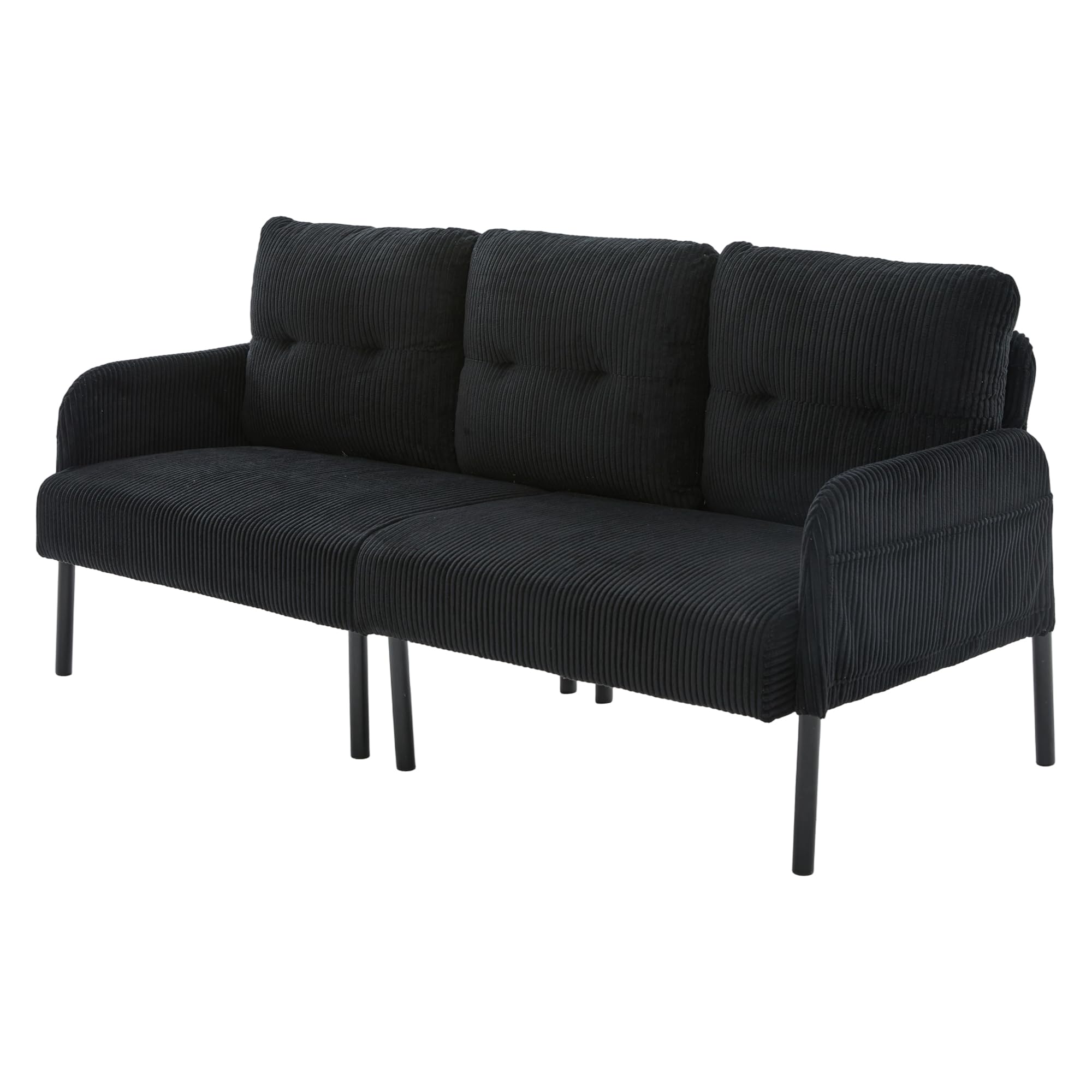 Ball & Cast 171cm Loveseat Sofa Beige, Comfy Corduroy Couch with Spring Cushion, 2 Seater Sofa with Solid Wood, Sofa Couch with Deep Seat, Sofa for Bedroom, Loveseat for Living Room,Black