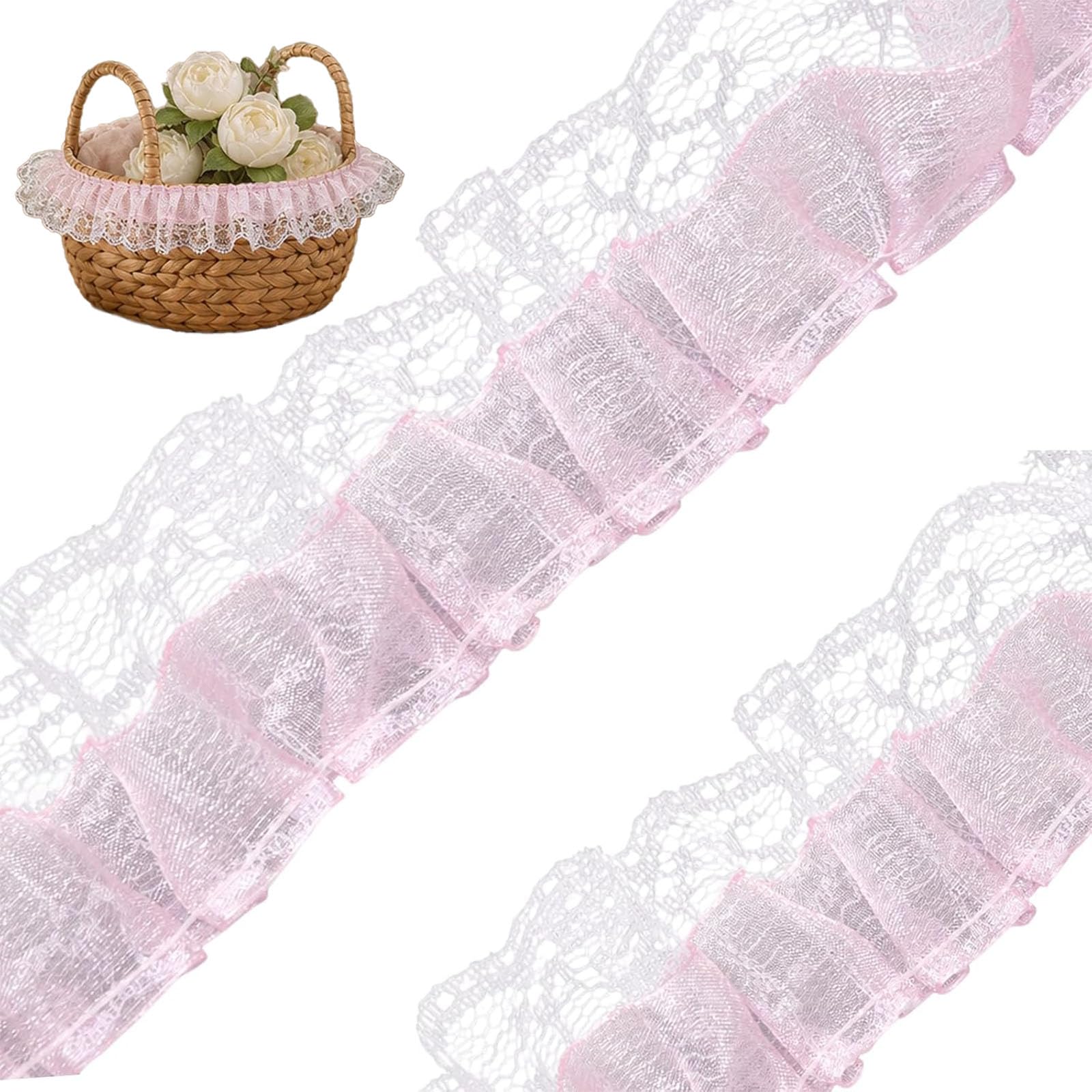 Pink Lace Trim, DIY Sewing Crafts, 5 cm x 10 Metre