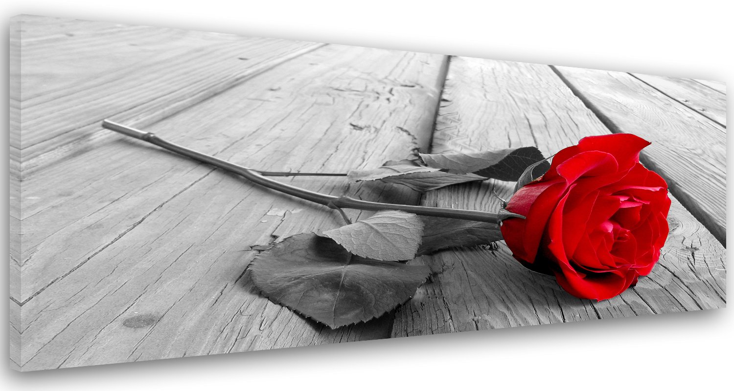 Feeby Cuadro En Lienzo Tablas Rústico Rosa 150x60 cm 1 Pieza Modernos Impresión Artística Calidad Fotografica Imagen Decoración de Pared Salon Dormitorio Cocina Oficina Pasillo Rojo Gris