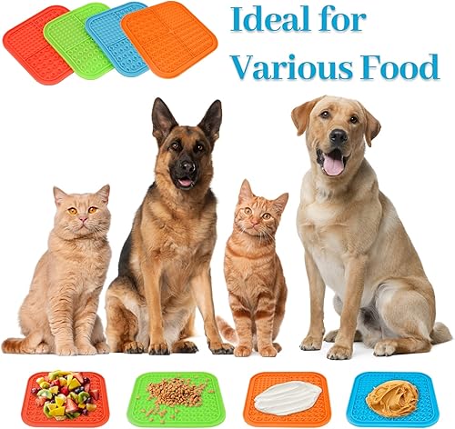 Miniatura 3 de Tapete para lamer perros y gatos, paquete de 4 unidades, almohadilla para lamer mantequilla de maní para perros con fuertes ventosas para calmar,