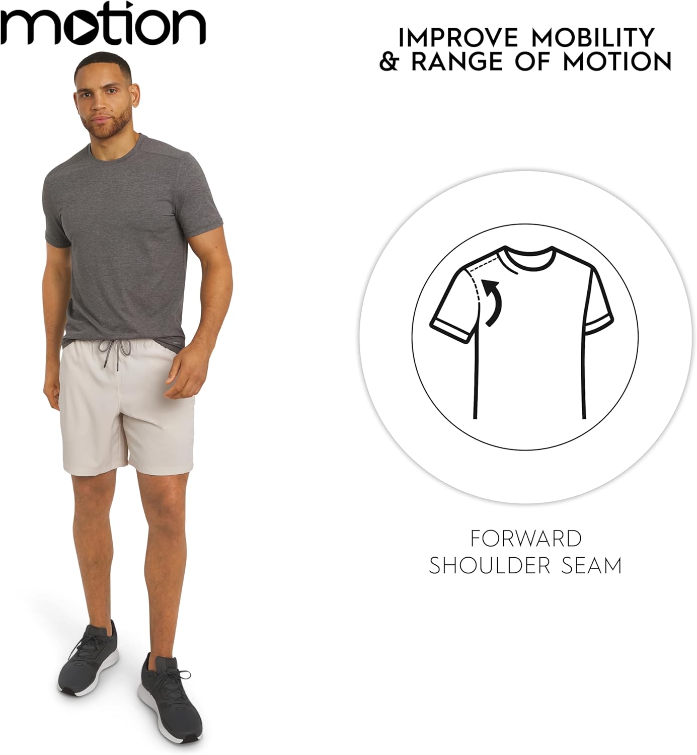 Motion Men's Slim Fit Tee Active Performance and Everyday Super Soft Stretchable T-Shirt (S-XL)