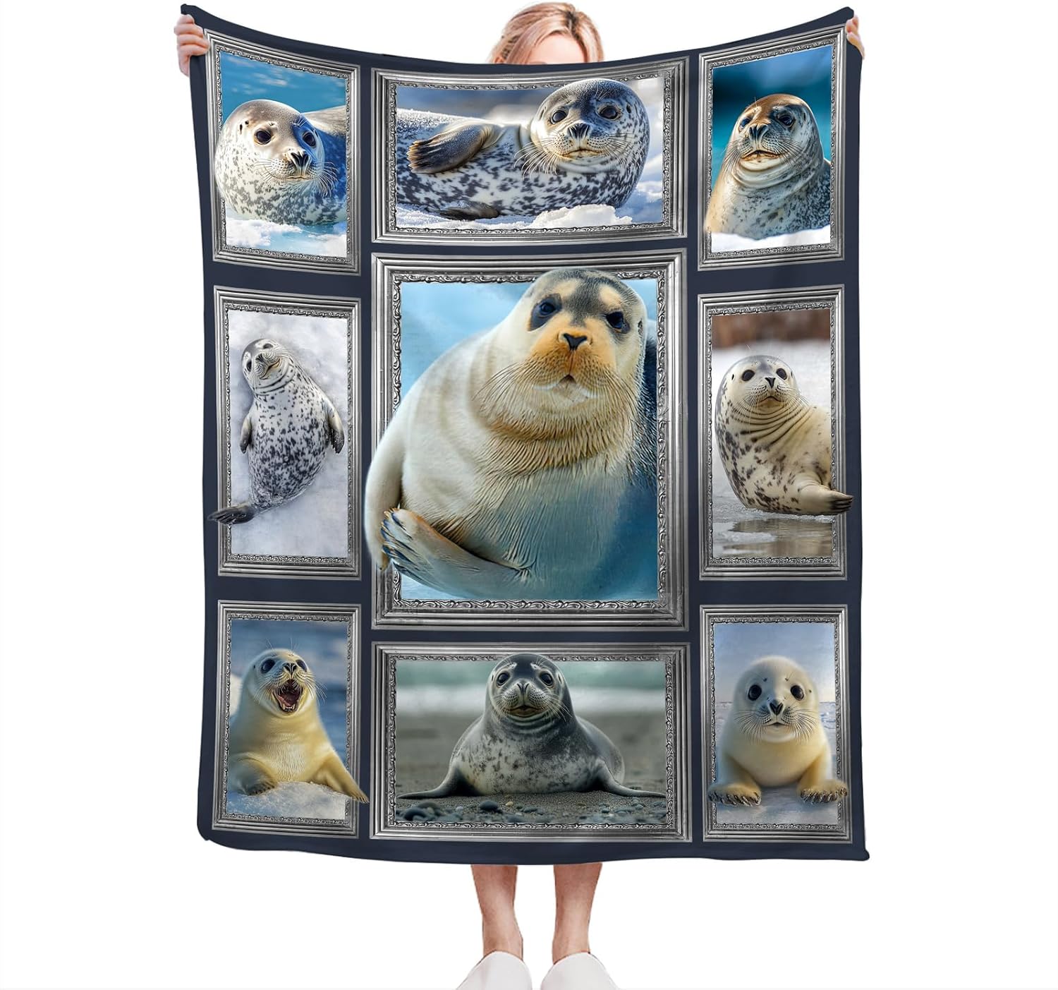 Seal Blanket Fleece Soft Warm Plush Seal Animal Throw Blanket Lightweight Plush Fuzzy Cozy Blankets for Lover Kids Adult Suitable for Couch Sofa Bed 50"X40" - Image 4
