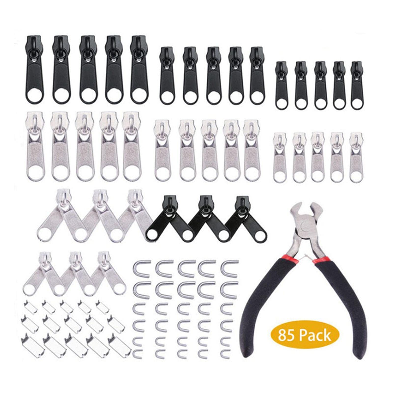 Kit de reparación de cremallera de 85 piezas, repuesto de tirador de cremallera, accesorios de tirador de cremallera (juego de 10)