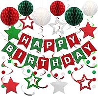 Vista 24 de meowtastic - Decoraciones de cumpleaños, pancarta de feliz cumpleaños con bolas de panal de abeja, serpentinas colgantes de estrellas, guirnalda