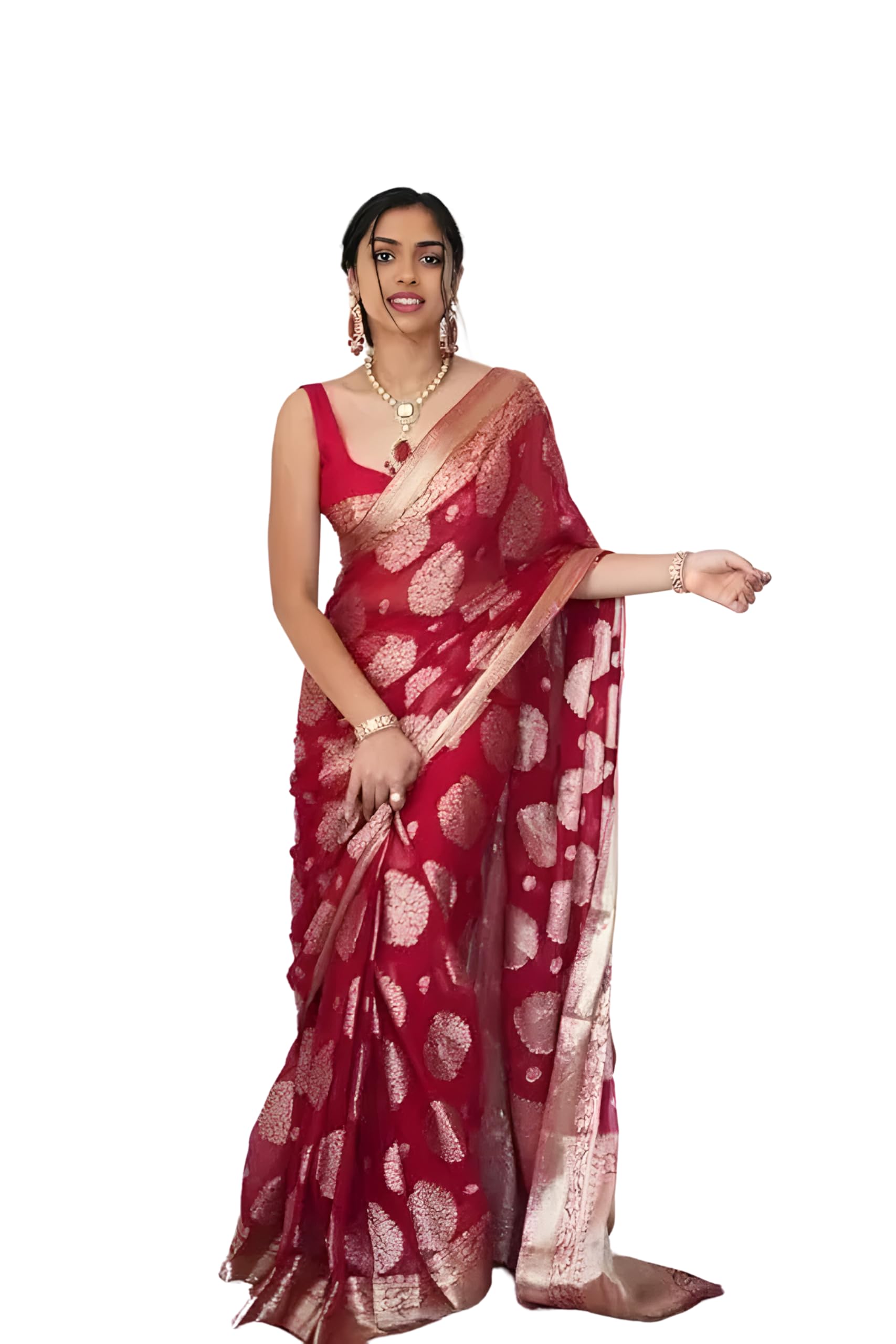 Buy Shiv Textiles Women's Banarasi Silk Weaved Saree with Un-Stitched