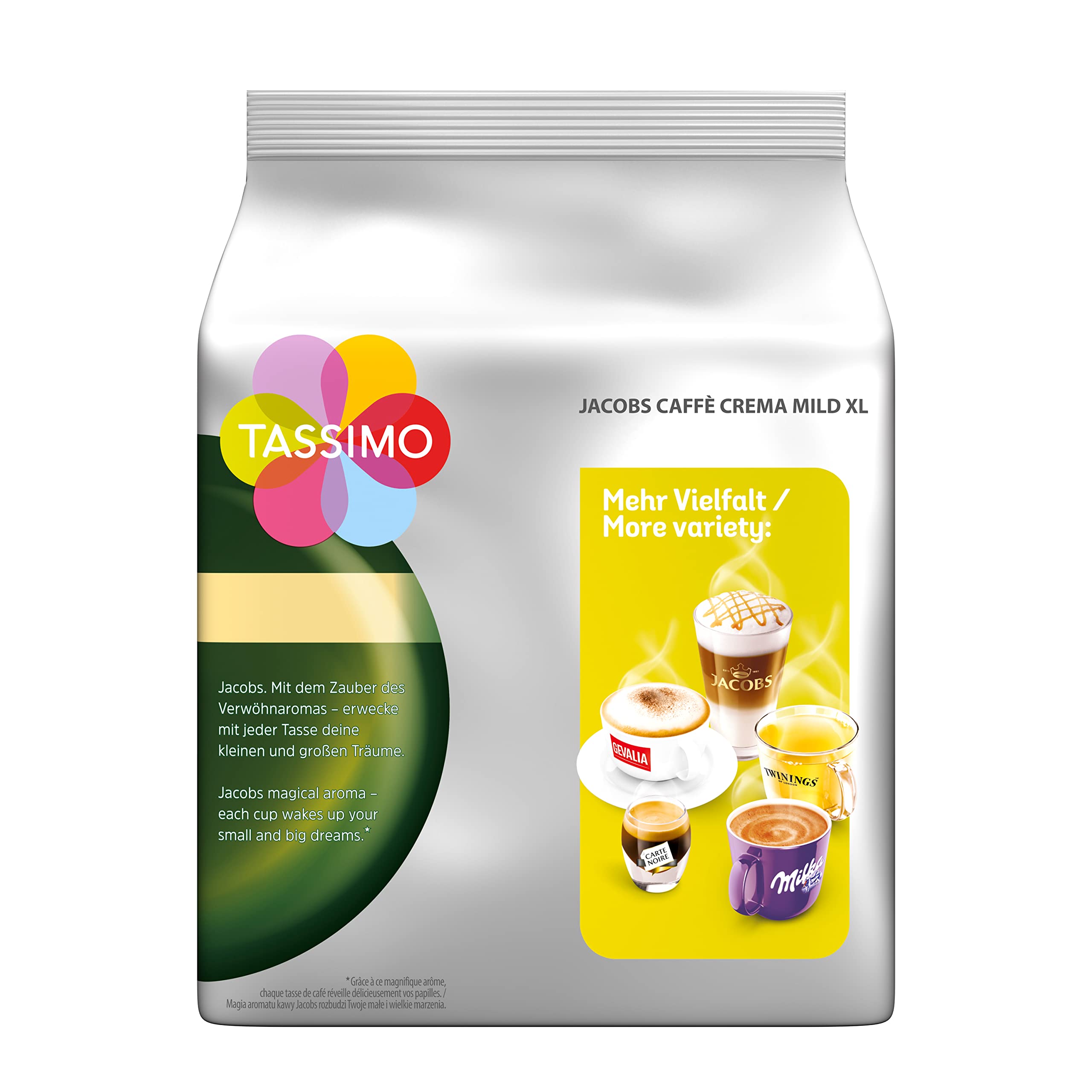 TASSIMO Jacobs Caffe Crema café, dosettes à café souples, T-Discs Capsules, 5 paquets de 16 (80 Boissons)