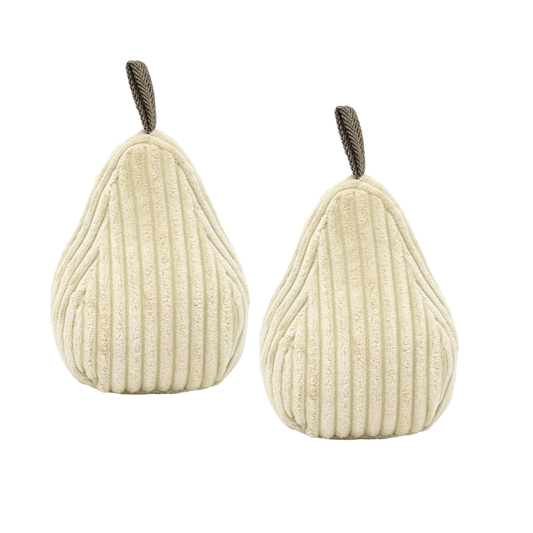 Set of 2 Cream Corduroy Door Stops, 1.2kg Weighted Door Stoppers for Floor with Handle, 18cm Fabric Doorstops
