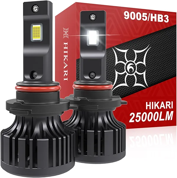 Hikari 2025 25000LM 9005 HB3 LED Bulbs, 45W Upgraded Core-12 LED, High Lumens LED Kit, 6000k Cool White, IP68 Waterproof, 9145 9140 H10 Foglight,Pack of 2
