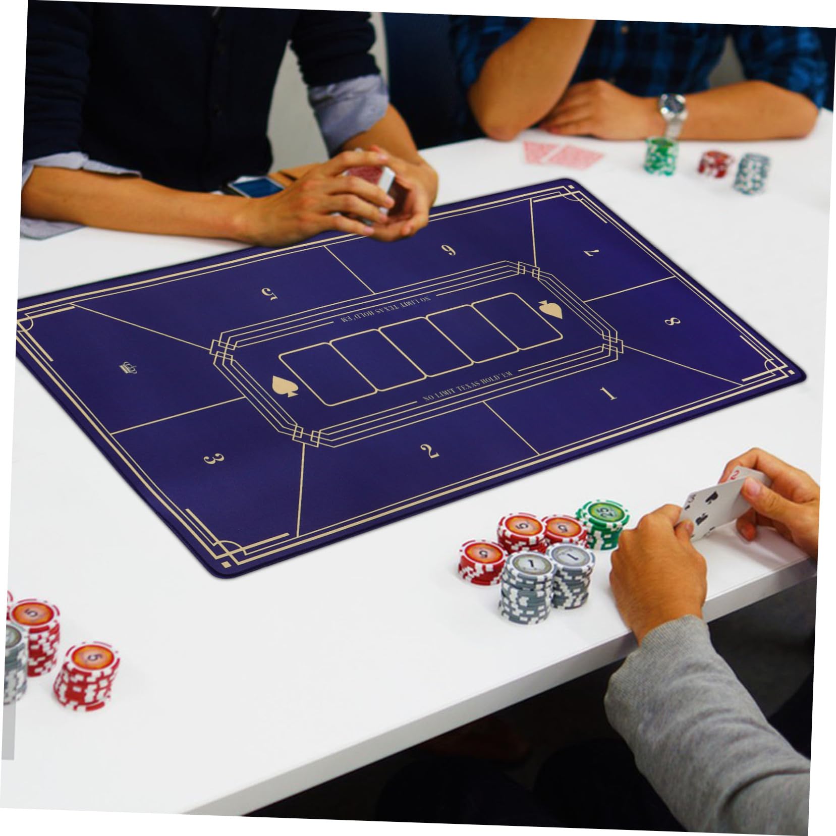 Tapete de Mesa de Póquer Azul Antideslizante y Fácil de Limpiar, Cubierta para Mesas de Ruleta Adecuado para Juegos de Póquer y Entretenimiento en Casa