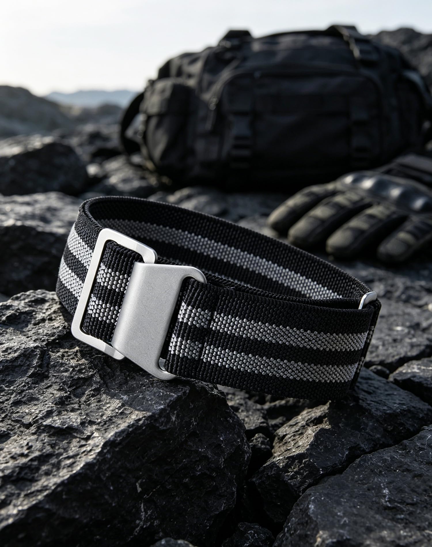 BINLUN Elastisch Nylon Uhrenarmband 18mm 20mm 22mm Parachute Marinetaucher Fabric Stoff-Armbänder Militär Ersatzband für Uhr Damen&Herren - Upgrade Hakenverschluss