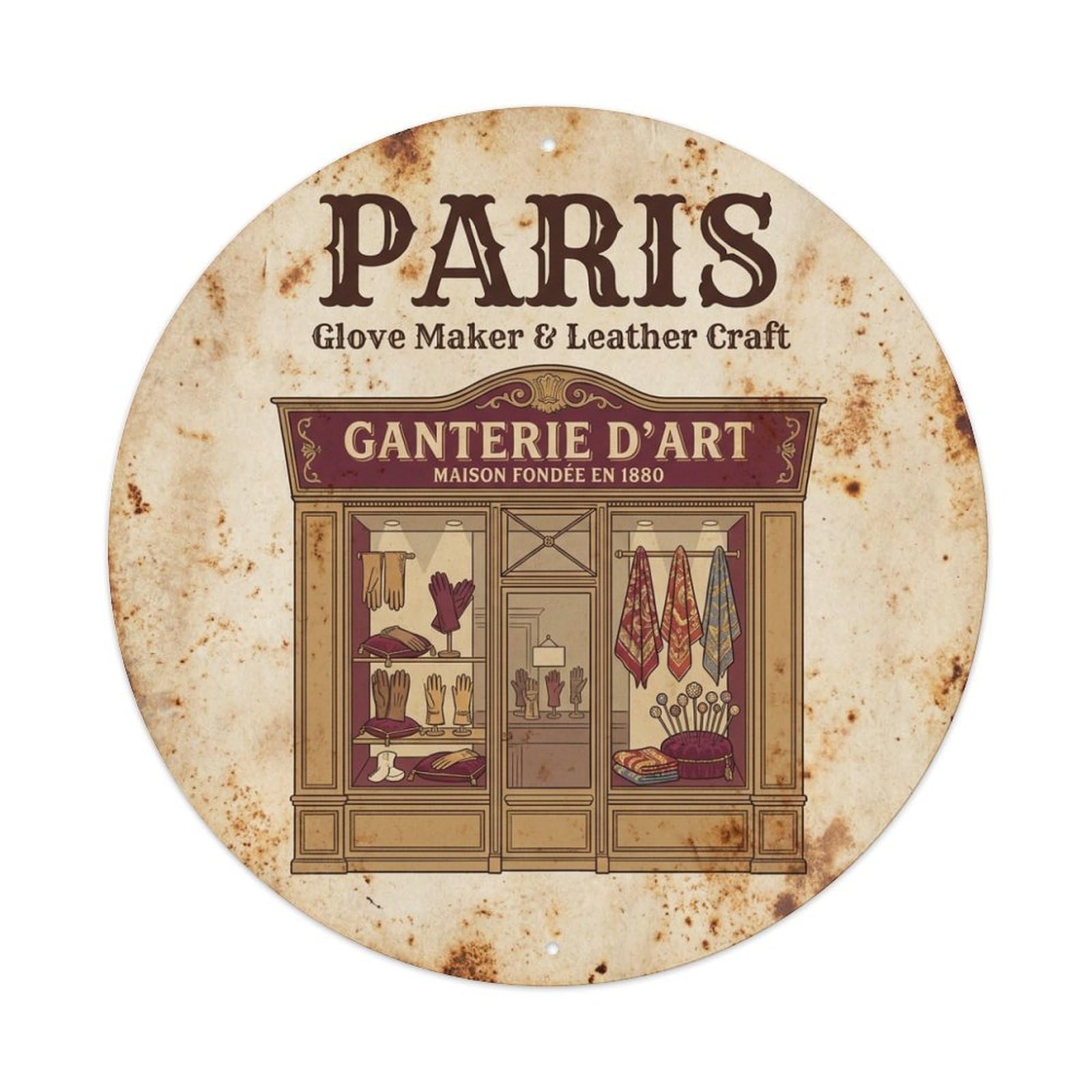 Olhnbad Style Craft Culture Leather Glove Atelier Paris Travel Metal Tin Sign