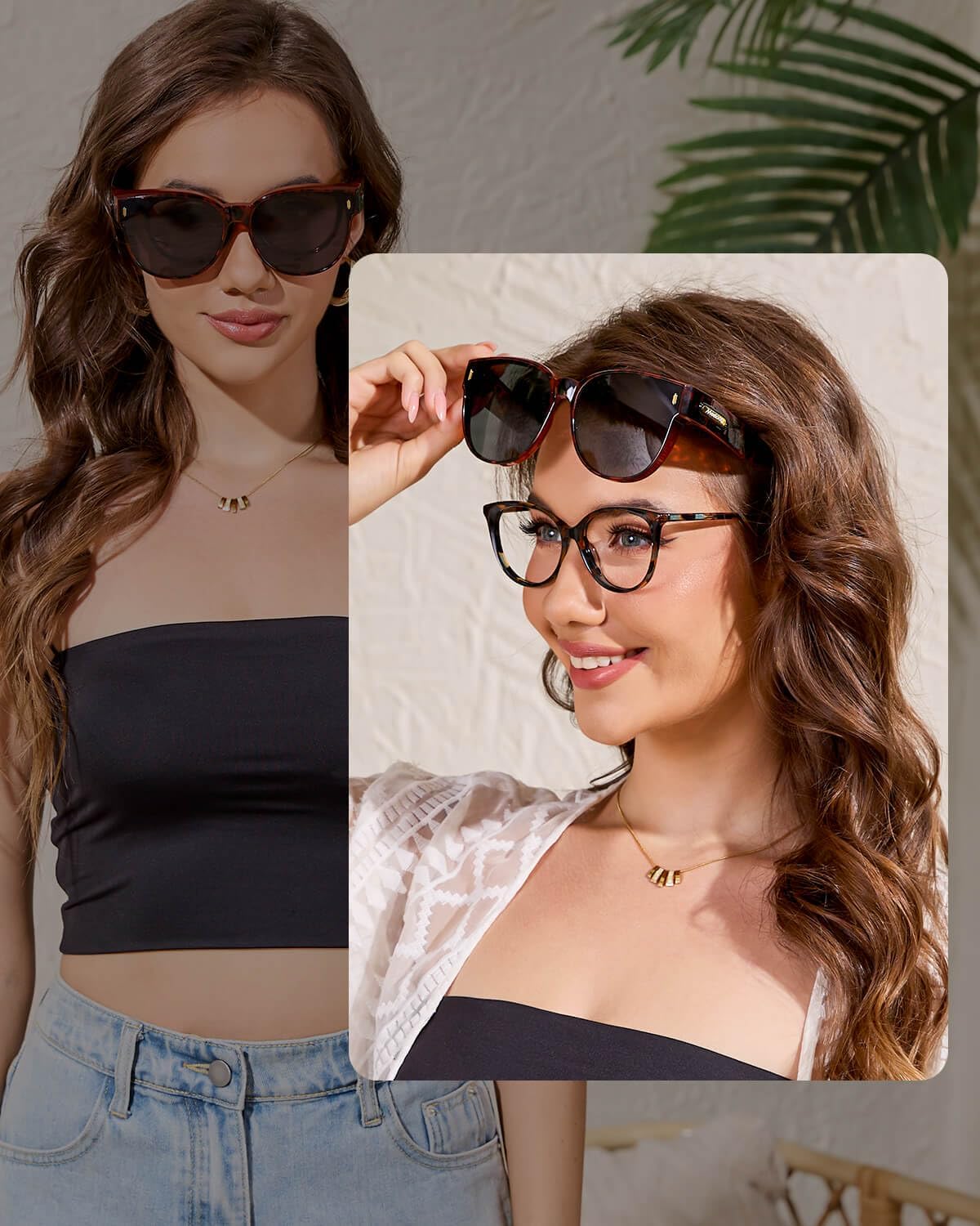 Meeloog Over Glasses Sunglasses for Women Polarized Stylish Large Shades Cover Glass Women Cateye Round UV400 for Driving - Image 2