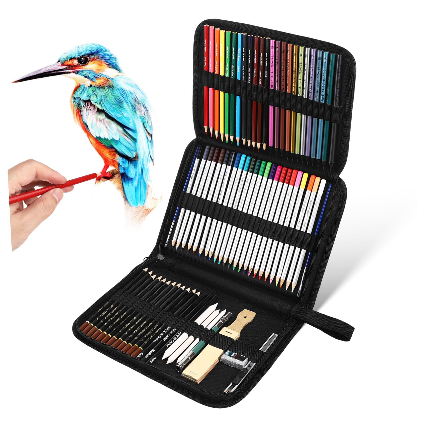 Ensemble de Crayons de Couleur 1 Set en Bois pour Dessin et Ombrage