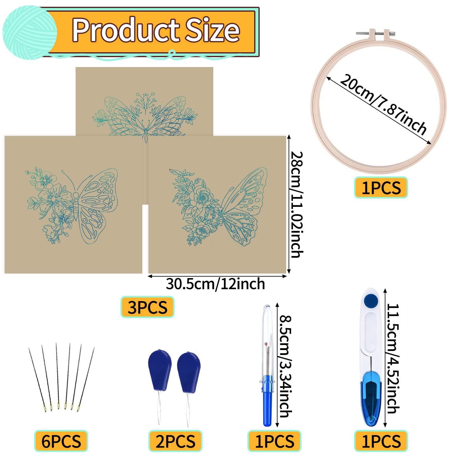 Kit da ricamo farfalla per principianti, kit da ricamo per