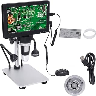 7 Inch Digital Microscope HD LCD Display 1200x 12MP for Biological Observation and Watch Repair