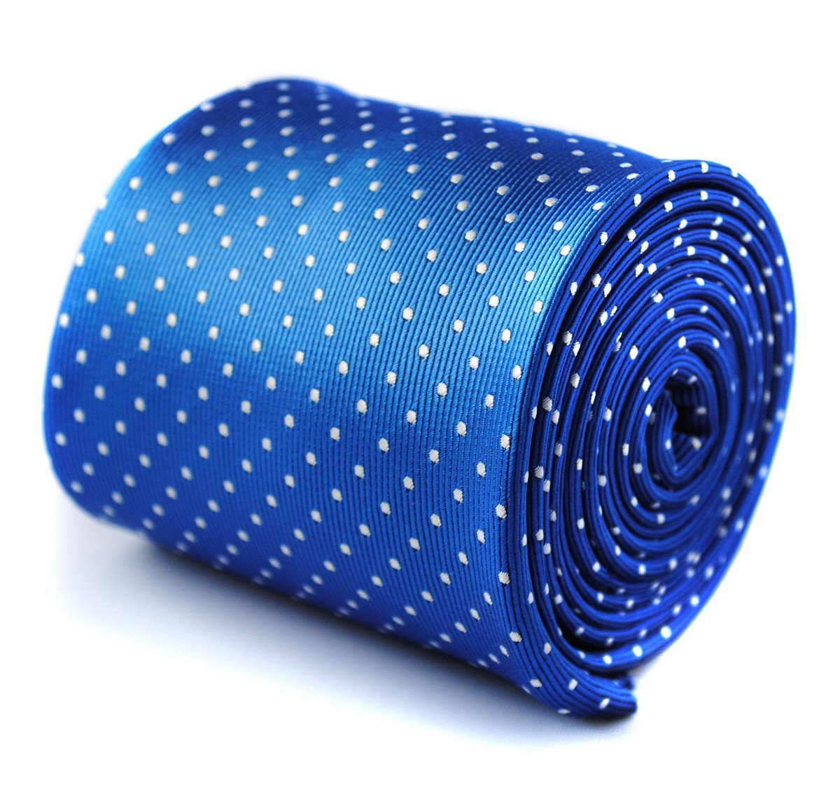 Frederick Thomas electric royal blue tie with white pin dots men's tie