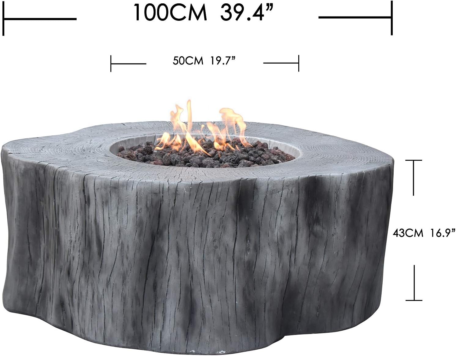 Manchester Concrete Fire Pit 42" x 39" Outdoor Patio Firepit Includes Lava Rocks Modern Fire Pits & Outdoor Fireplaces for Garden, Deck, Indoor & Outdoor Heating