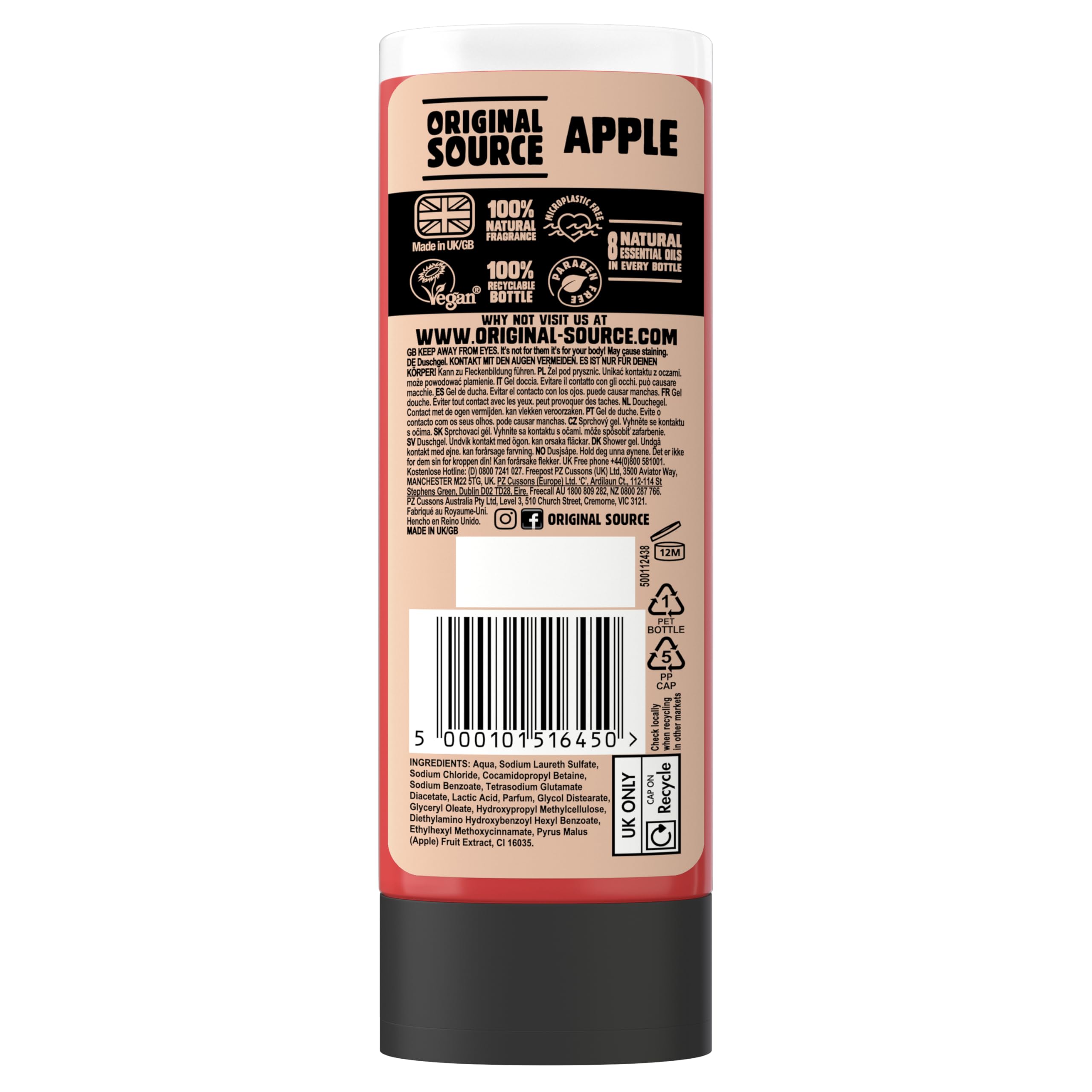 Original Source Crisp Apple Shower Gel with 100% Natural Fragrance, Vegan Shower Gel, Paraben Free Body Shower Wash - Image 4