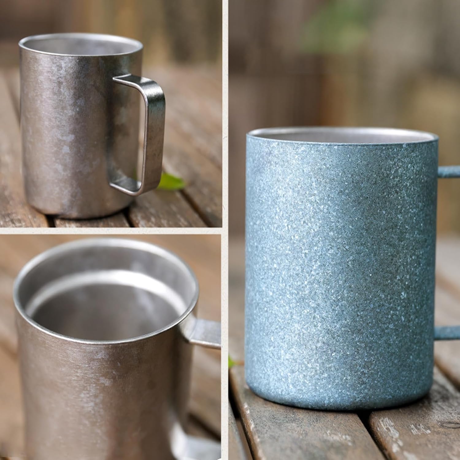 Pure Titanium Mug 400ml (13.5 oz) with Leak-Proof Lid Double Wall Vacuum Insulated Camping Cup, About 210g Lightweight Travel Drinkware for Coffee, Hiking, Office, Easy Clean RT103T (Blue)