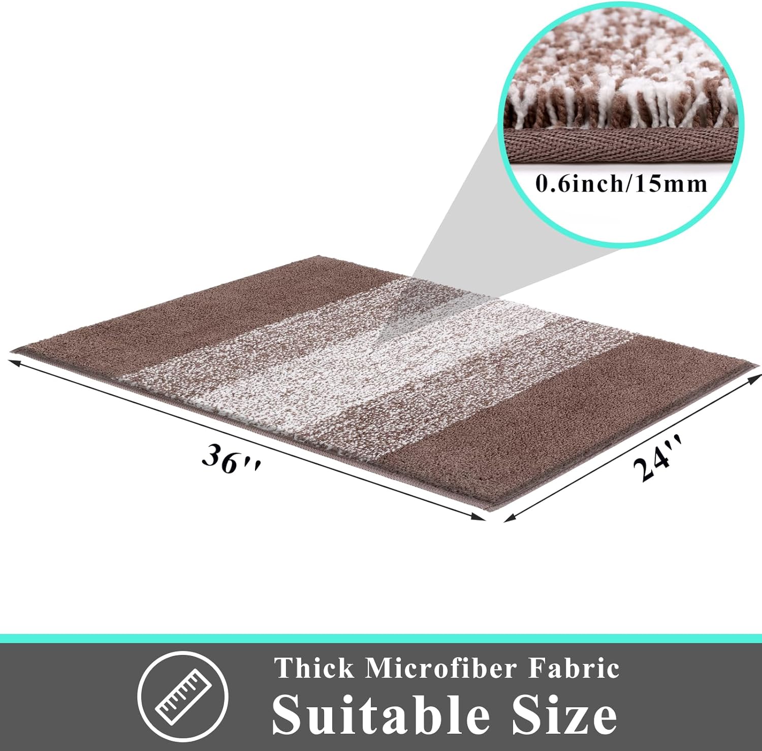 Vaukki Indoor Doormat Entryway Door Mat, Non Slip Absorbent Mud Trapper Mat Inside Floor Mat, Washable Door Carpet for Entryway (24''x36'', Coffee)
