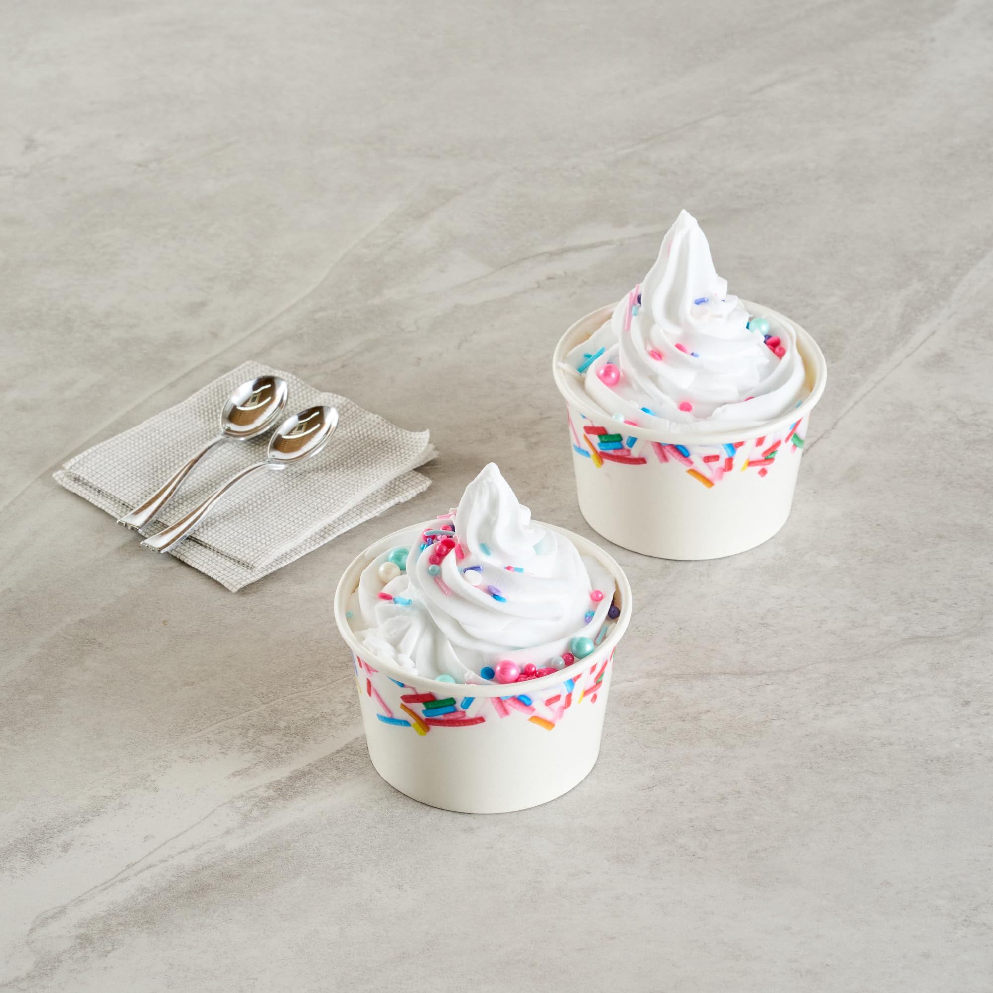 Restaurantware Eisbecher 200 Stück 226.8 g auslaufsichere Einweg-Dessertschale Frozen Joghurtbecher runder Papierbehälter für kalte und heiße Desserts