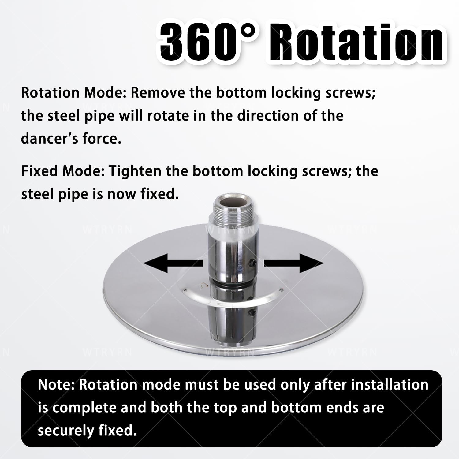 Professional Dance Pole, Static Spinning Dancing Pole, Premium Steel, Floor & Ceiling Protection, Height Adjustable for Home, Apartment, Gym Black